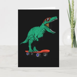 Kids Skater Skateboarding T-rex Dinosaur Ck To Sch Card