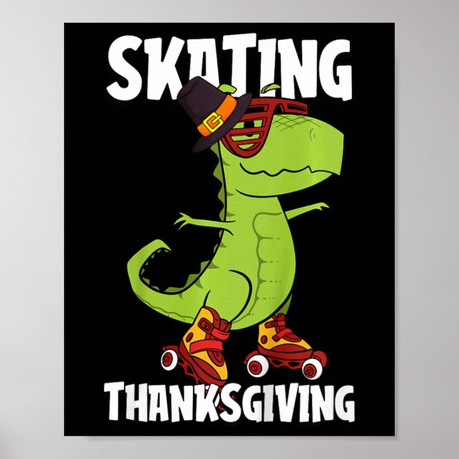 Kids Skating Thanksgiving Day Cool Roller Skate T- Poster (Front)
