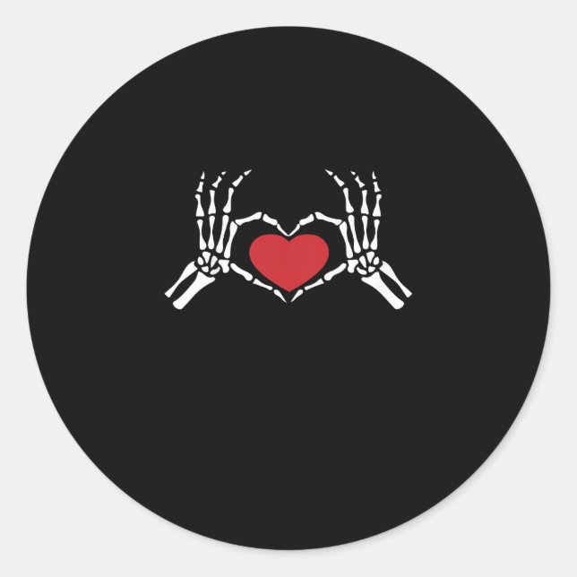 Kids Skeleton Hand Heart Valentines Day Cool Class Classic Round Sticker (Front)