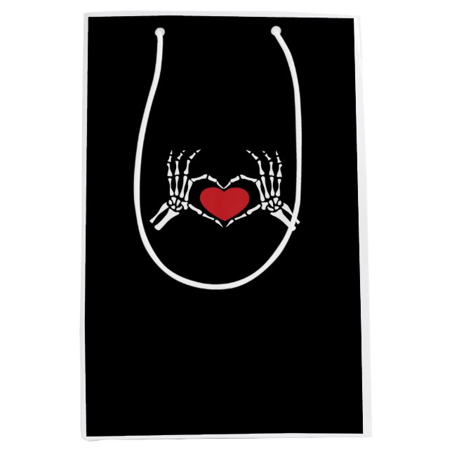 Kids Skeleton Hand Heart Valentines Day Cool Class Medium Gift Bag (Front)