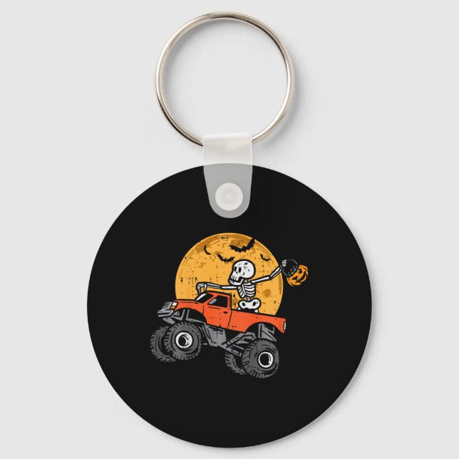 Kids Skeleton Monster Truck Moon Candy Toddler Boy Key Ring (Front)