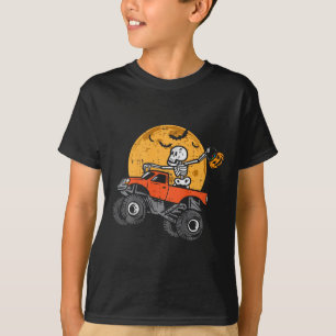 Kids Skeleton Monster Truck Moon Candy Toddler Boy T-Shirt