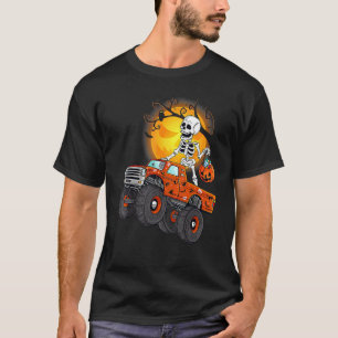 Kids Skeleton Monster Truck Moon Candy Toddler Boy T-Shirt