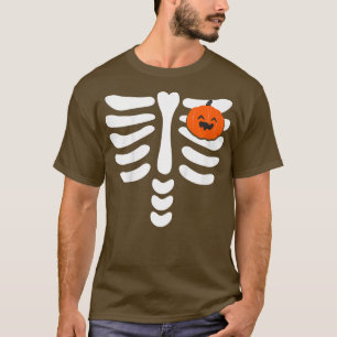 Kids Skeleton Pumpkin Heart Halloween Jackolantern T-Shirt