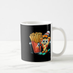 Kid's Ski Lesson Pizza French Fry Skiing Coffee Mug