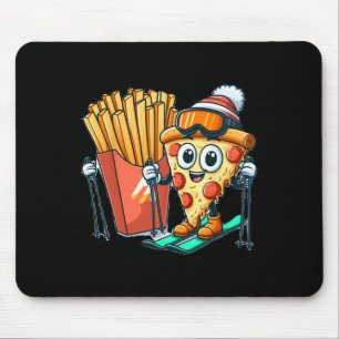 Kid's Ski Lesson Pizza French Fry Skiing Mouse Pad