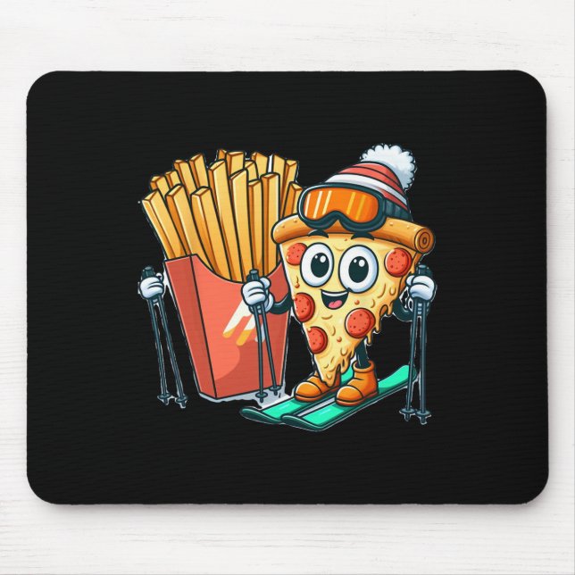 Kid's Ski Lesson Pizza French Fry Skiing  Mouse Pad (Front)