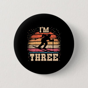 Kids Skiing 3 Year Old Birthday Boy Girl 3rd Ski B 6 Cm Round Badge