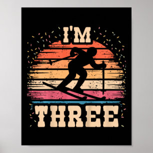 Kids Skiing 3 Year Old Birthday Boy Girl 3rd Ski B Poster