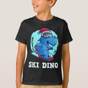 Kids skiing kids ski dino funny skier toddlers T-Shirt