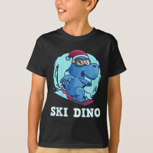 Kids Skiing Kids Ski Dino Funny Skier Toddlers T-Shirt