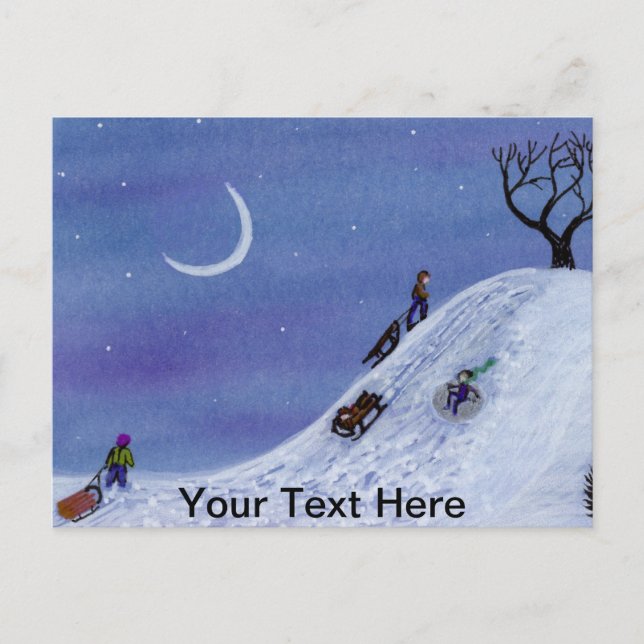 Kids Sledding Postcard (Front)