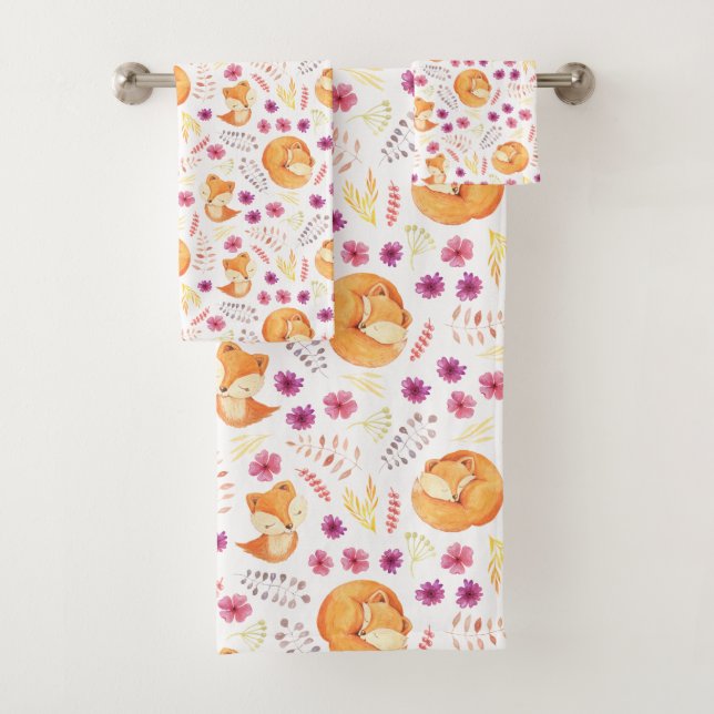 Kids Sleep Red Fox Bath Towel Set (Insitu)