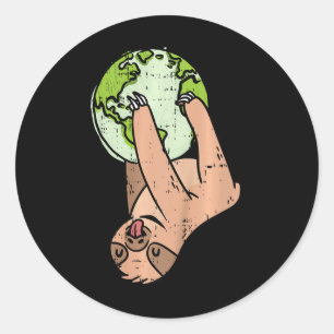 Kids Sloth Hanging Earth Day Environmental Animal Classic Round Sticker