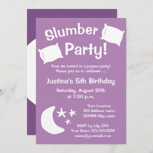 Kid's slumber sleepover pajama party invitations