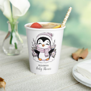 Kids Snow Penguin Baby Shower Paper Cups