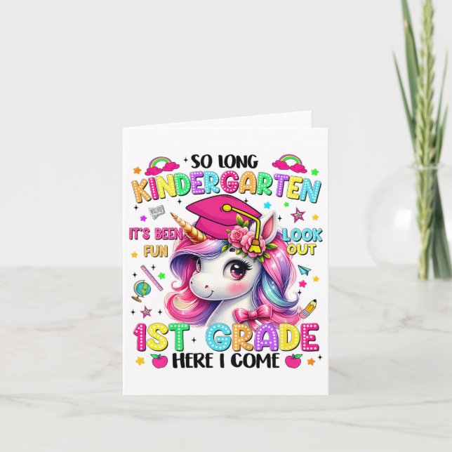 Kids So Long Kindergarten Graduation Graduate Unic Card (Front)