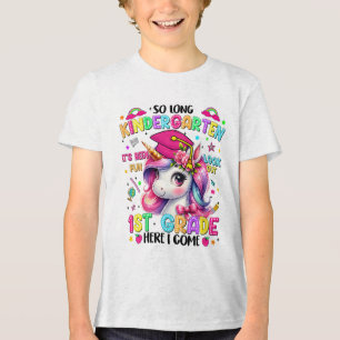 Kids So Long Kindergarten Graduation Graduate Unic Tri-Blend Shirt