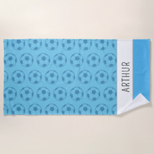 Kids Soccer Ball Blue Boys Beach Towel