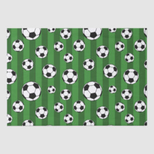 Kids Soccer Ball Pattern on Green Stripes Birthday Tissue Paper