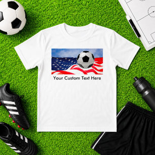 Kids Soccer Ball with USA Flag Custom Sports T-Shirt
