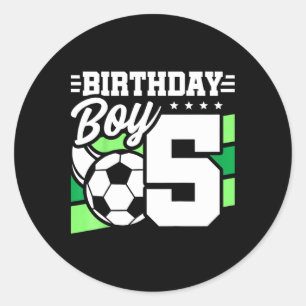 Kids Soccer Birthday Party - 5 Year Old Boy - 5th  Classic Round Sticker