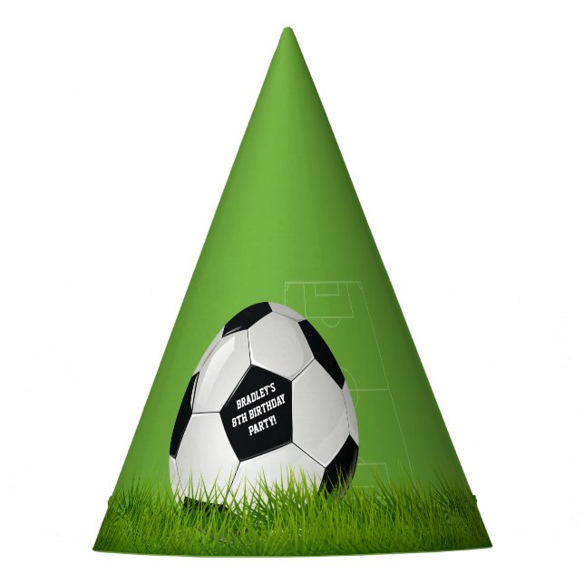 Kids Soccer Football Birthday Party Hat (Front)