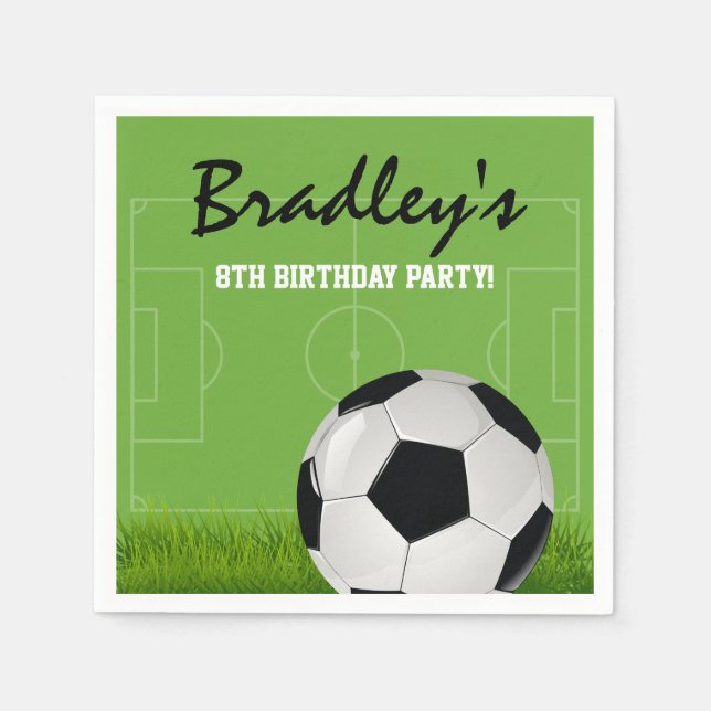 Kids Soccer Football Birthday Party Napkin (Front)