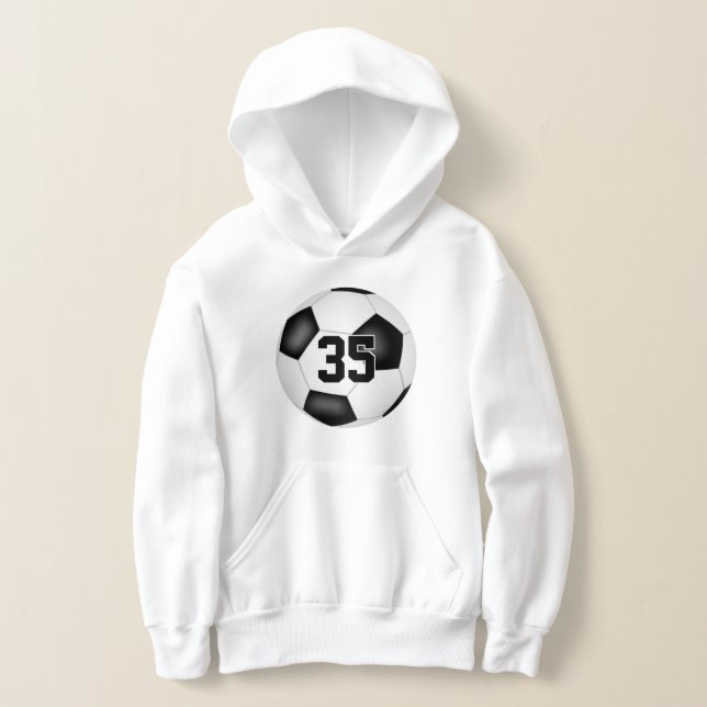 kids soccer hoodie with jersey number (Laydown)