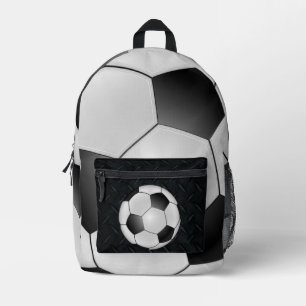 Kid's Soccer Sport Cool Black Diamond Plate Printed Backpack