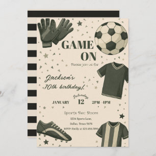 Kids Soccer Themed Birthday Invitation