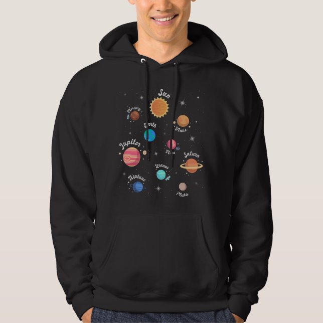 Kids Solar System Planets Knowledge Outer Space Hoodie (Front)