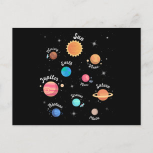 Kids Solar System Planets Knowledge Outer Space Postcard