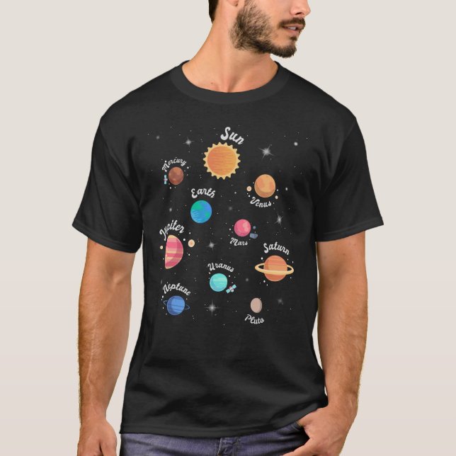 Kids Solar System Planets Knowledge Outer Space T-Shirt (Front)