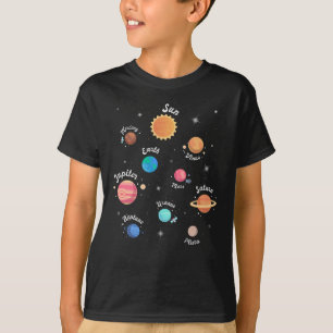 Kids Solar System Planets Knowledge Outer Space T-Shirt
