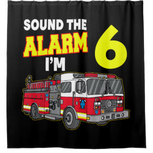 Kids Sound Alarm Im 6 Kids Fire Truck Firefighter Shower Curtain