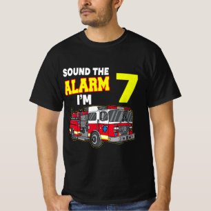 Kids Sound Alarm Im 7 Kids Fire Truck Firefighter T-Shirt