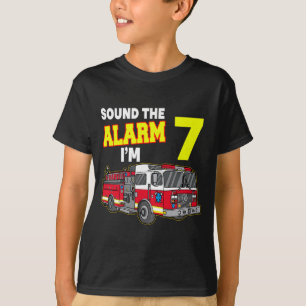 Kids Sound Alarm Im 7 Kids Fire Truck Firefighter T-Shirt
