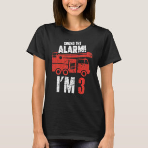 Kids Sound The Alarm I'm 3 Three years Birthday Ki T-Shirt