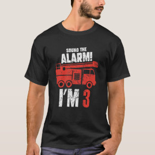 Kids Sound The Alarm I'm 3 Three years Birthday Ki T-Shirt