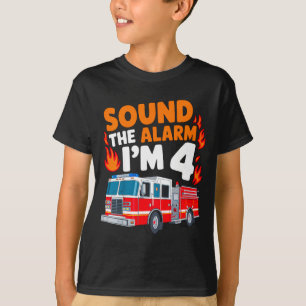 Kids Sound The Alarm I'm 4 Years Old 4th Birthday  T-Shirt