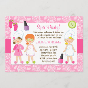 Kids Spa Birthday Party Invitation