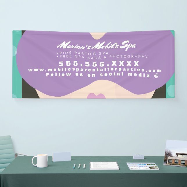 Kids Spa Business Party Rentals Mobile Bus Banner (Tradeshow)