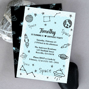 Kids Space Astronaut Cute Birthday Invitation