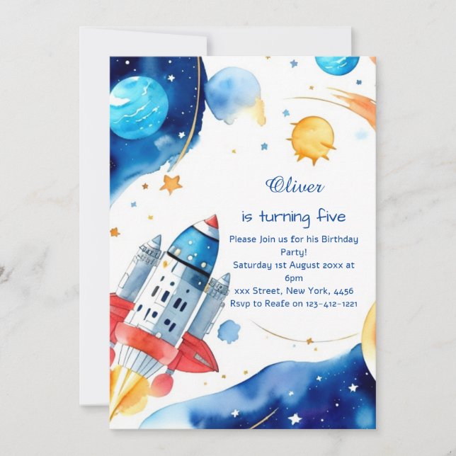 Kids Space Birthday Invitation (Front)