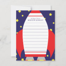 Kids Space Rocket Ship Cute Flat Stationary Cards