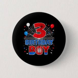 Kids Spider Web 3 Year Old Birthday Boy 6 Cm Round Badge