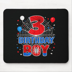 Kids Spider Web 3 Year Old Birthday Boy Mouse Pad