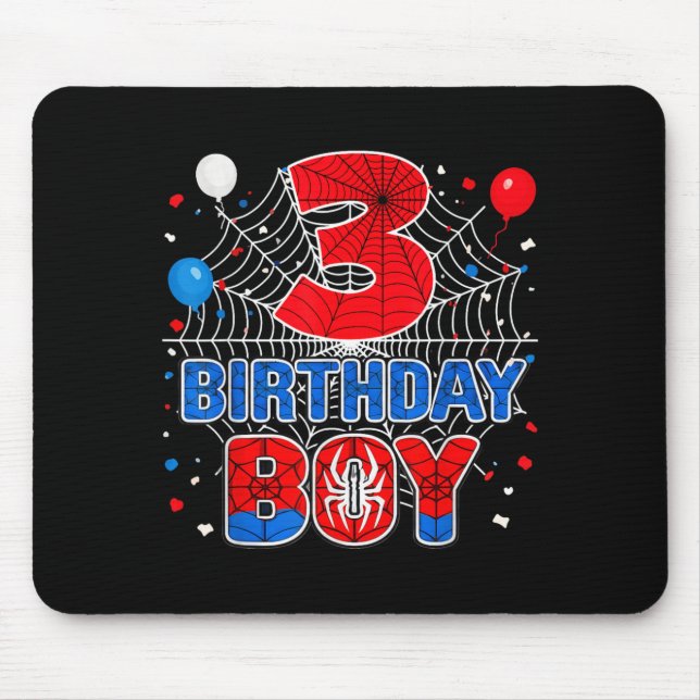 Kids Spider Web 3 Year Old Birthday Boy Mouse Pad (Front)