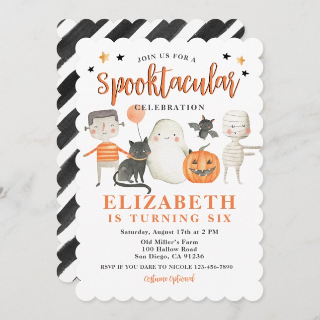 Kids Spooktacular Halloween Birthday Party Invitation (Front/Back)